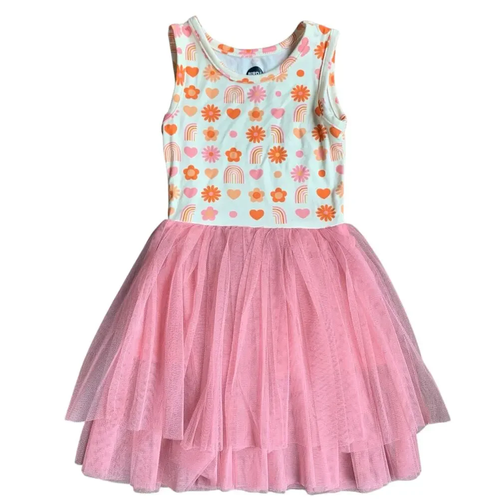 Bird & Bean Bamboo Tulle Tutu Dress in Daisy Days